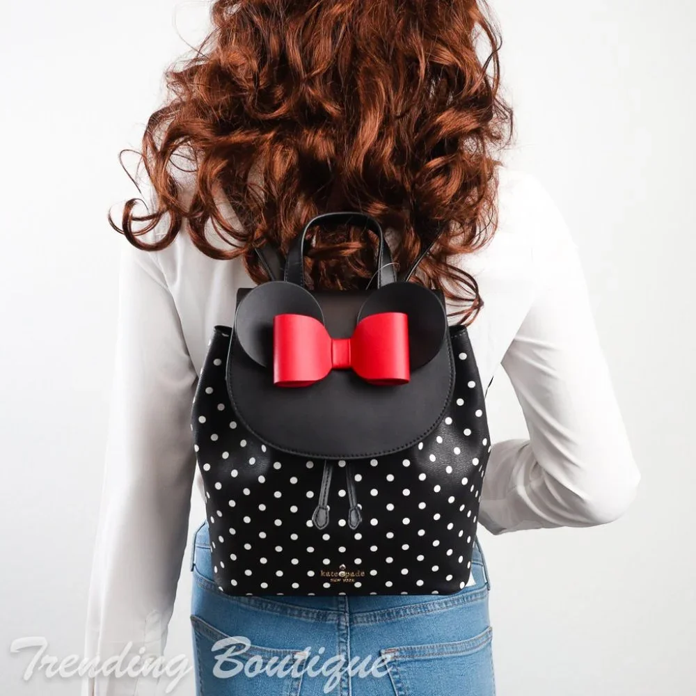 NWT Disney x Kate Spade New York Minnie Mouse Backpack in Black Multi - Picture 1 of 13